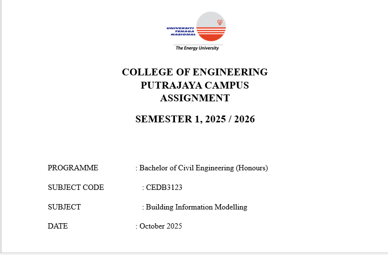 CEDB3123 Building Information Modelling Assignment 1 October 2025-26