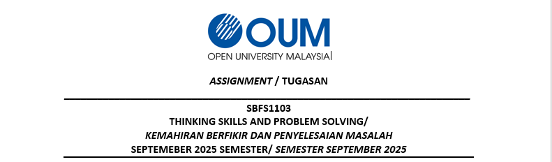 SBFS1103 Thinking Skills and Problem Solving