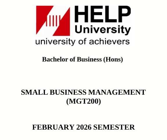 MGT200 Small Business Management Assignment 1 & Assignment 2 Brief 2026 | Help University