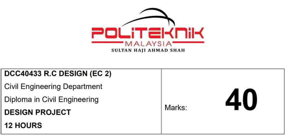 DCC40433 Reinforced Concrete Design Project 2026 Politeknik